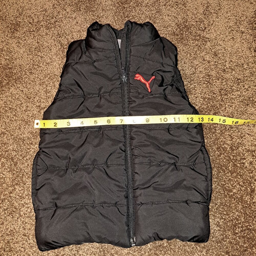 Puma Quilted Puffer Vest Outerwear W/Pockets Black/Red Logo Size XXS (3-4) - Picture 6 of 7